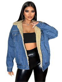 Thumbnail for Snap Down Long Sleeve Denim Jacket - T - 1 COLOR -