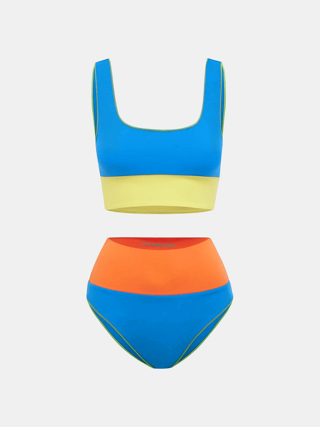 Contrast Wide Strap Two-Piece Swim Set - T - 2 COLORS -