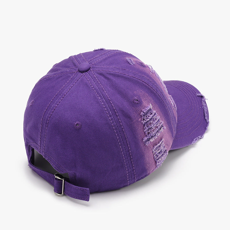 Distressed Adjustable Cotton Baseball Cap - 10 COLORS -