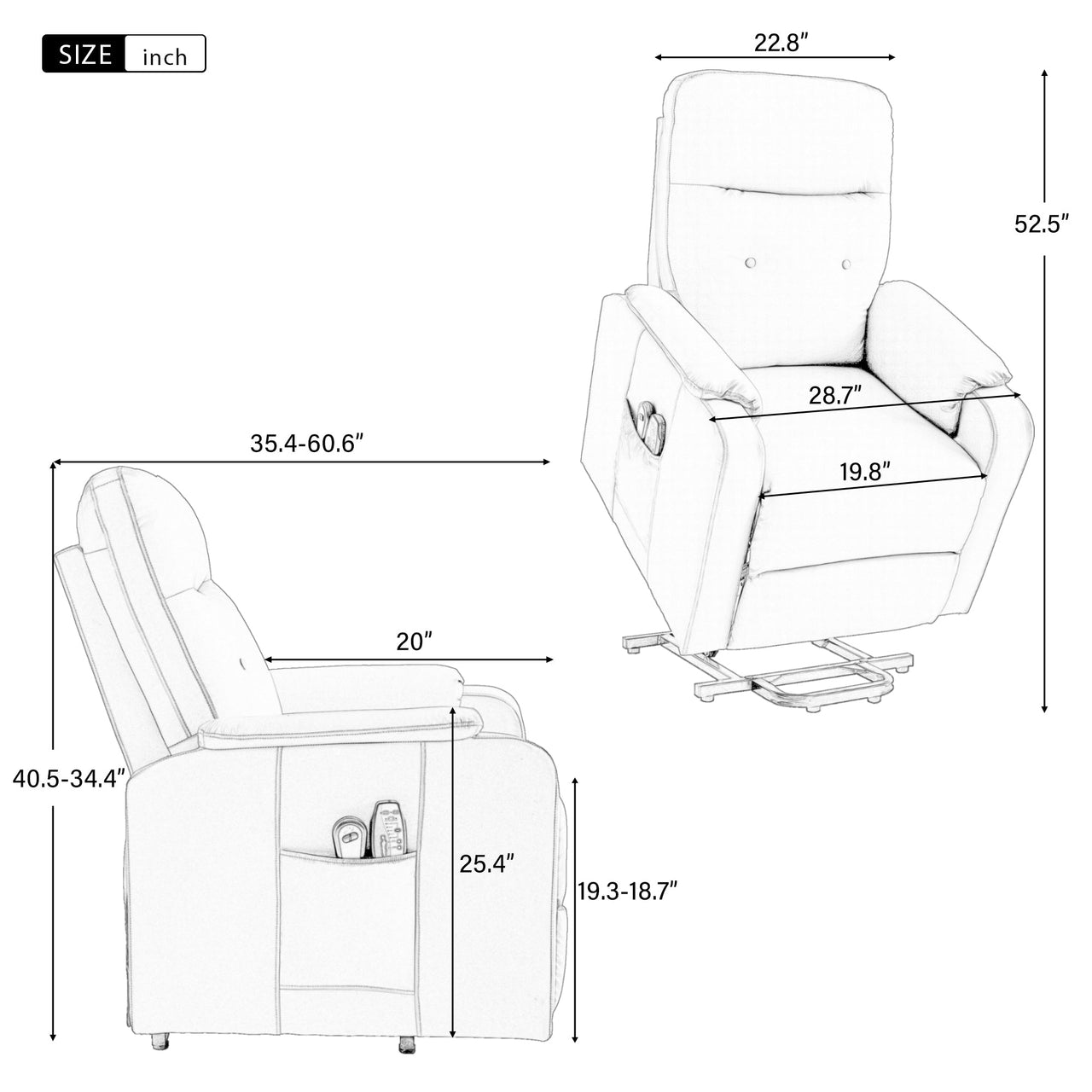 Massage Recliner Chair Electric Power Lift Chairs With Side Pocket, Adjustable Massage and Heating Function for Adults A