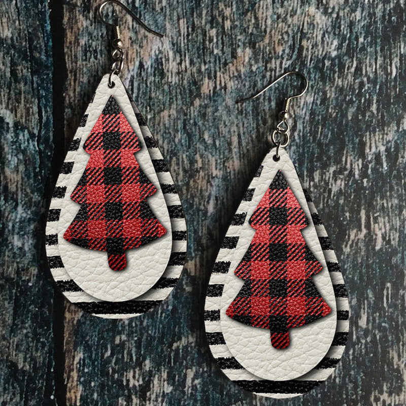 Christmas Tree Faux Leather Earrings - T - 2 COLORS -