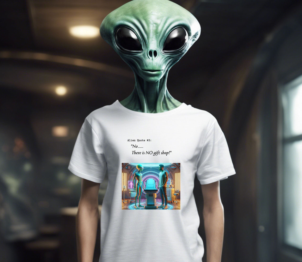 Alien T-Shirt "No .. There is no Gift Shop", Alien Quote #3 - 2 COLORS -