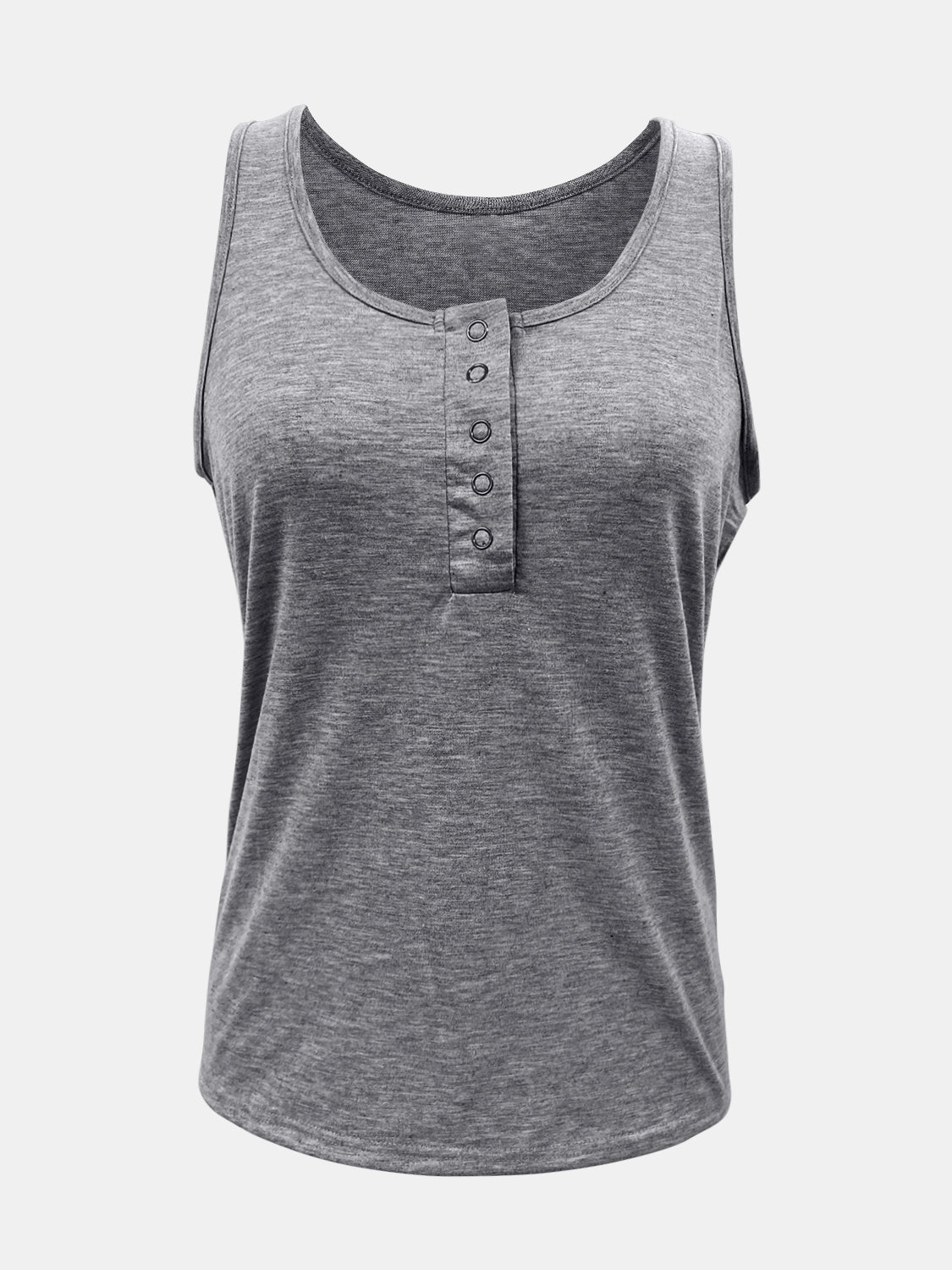 Full Size Quarter Snap Scoop Neck Tank - SIZES S THRU 3XL - T - 8 COLORS -