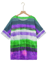 Thumbnail for Full Size Color Block Round Neck Half Sleeve T-Shirt - SIZES S THRU 3XL - T - 7 COLORS -