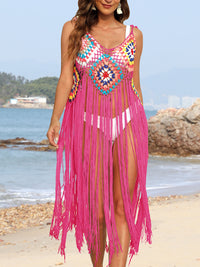 Thumbnail for Fringe Spaghetti Strap Cover-Up - T - 10 COLORS -