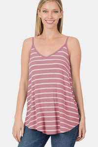 Thumbnail for Zenana Striped Curved Hem Cami Tank - T - 1 COLOR -