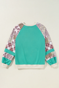 Thumbnail for Printed Round Neck Long Sleeve Blouse - T - 1 COLOR -