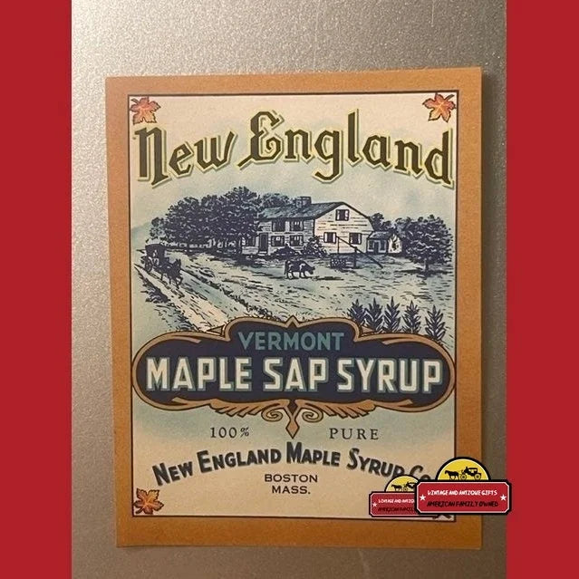 Rare Antique Large New England Vermont Maple Syrup Label, Boston, Ma 1910s