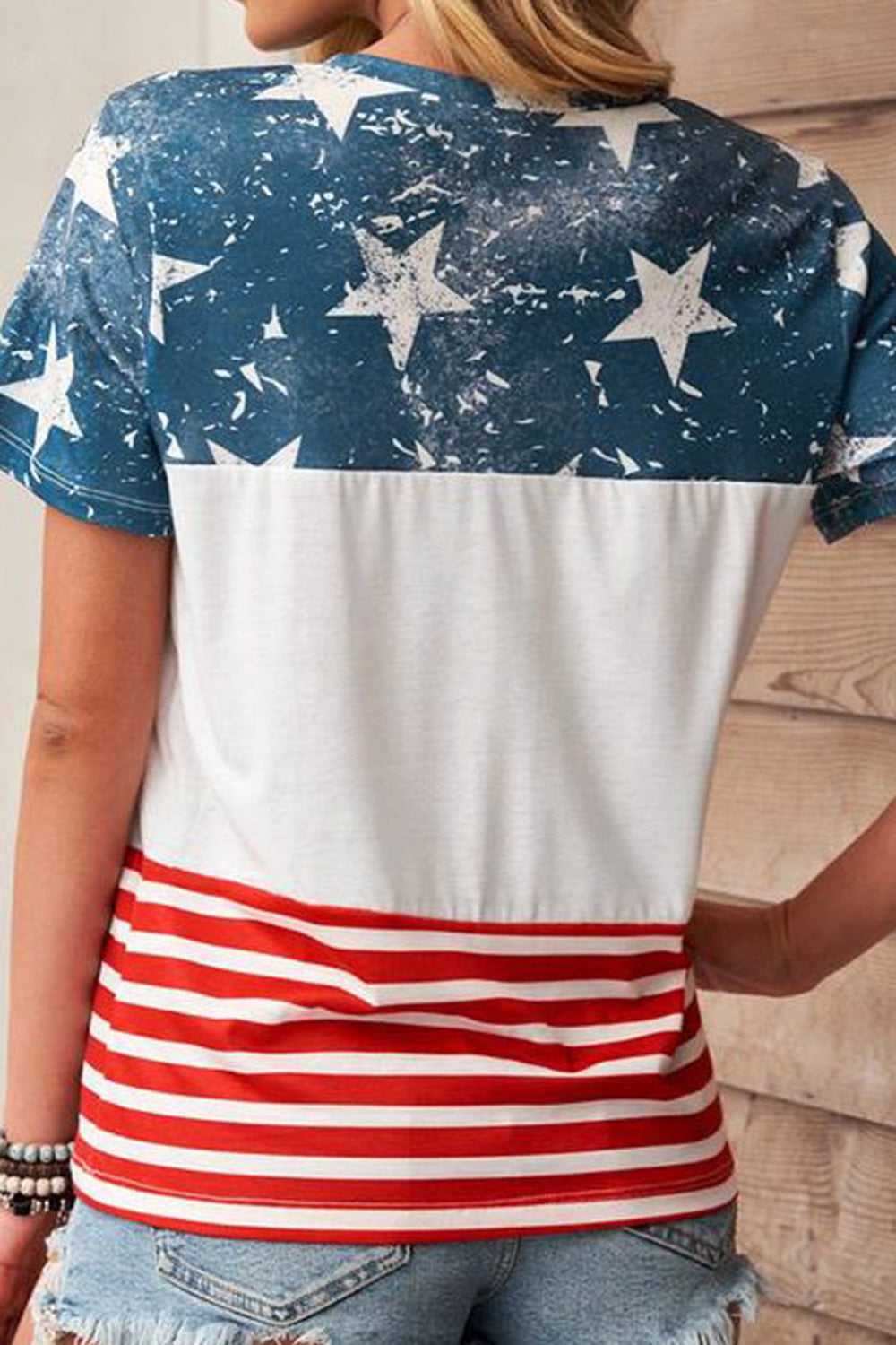 Graphic Round Neck "Land of the Free Home of the Brave" Short Sleeve T-Shirt - T - 1 COLOR -