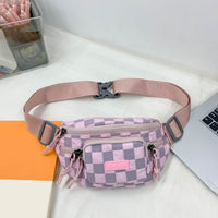 Thumbnail for Checkered Adjustable Strap Nylon Crossbody Bag - T - 4 COLORS -