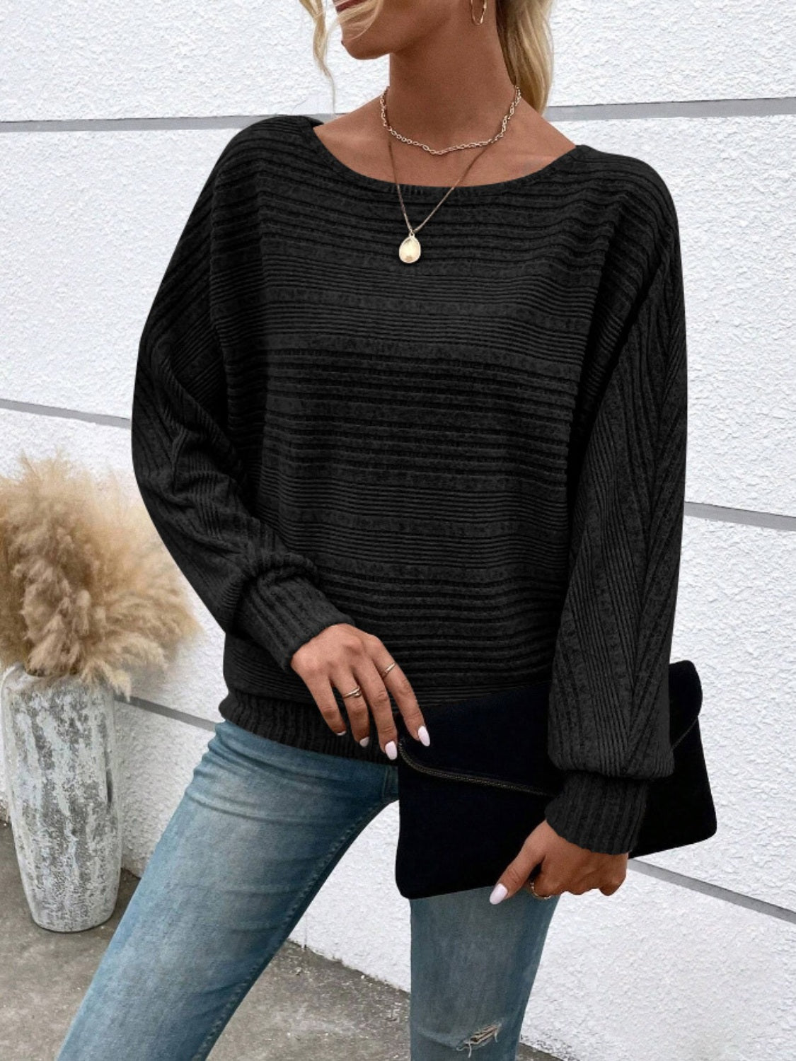 Round Neck Long Sleeve Top - T - 6 COLORS -