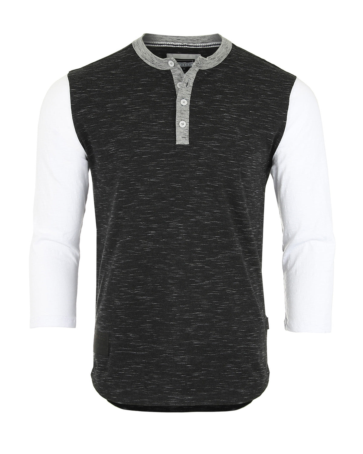 Men's 3/4 Sleeve Black / White Baseball Henley – Casual Athletic Button Crewneck Shirt - 2 COLOR COMBOS -