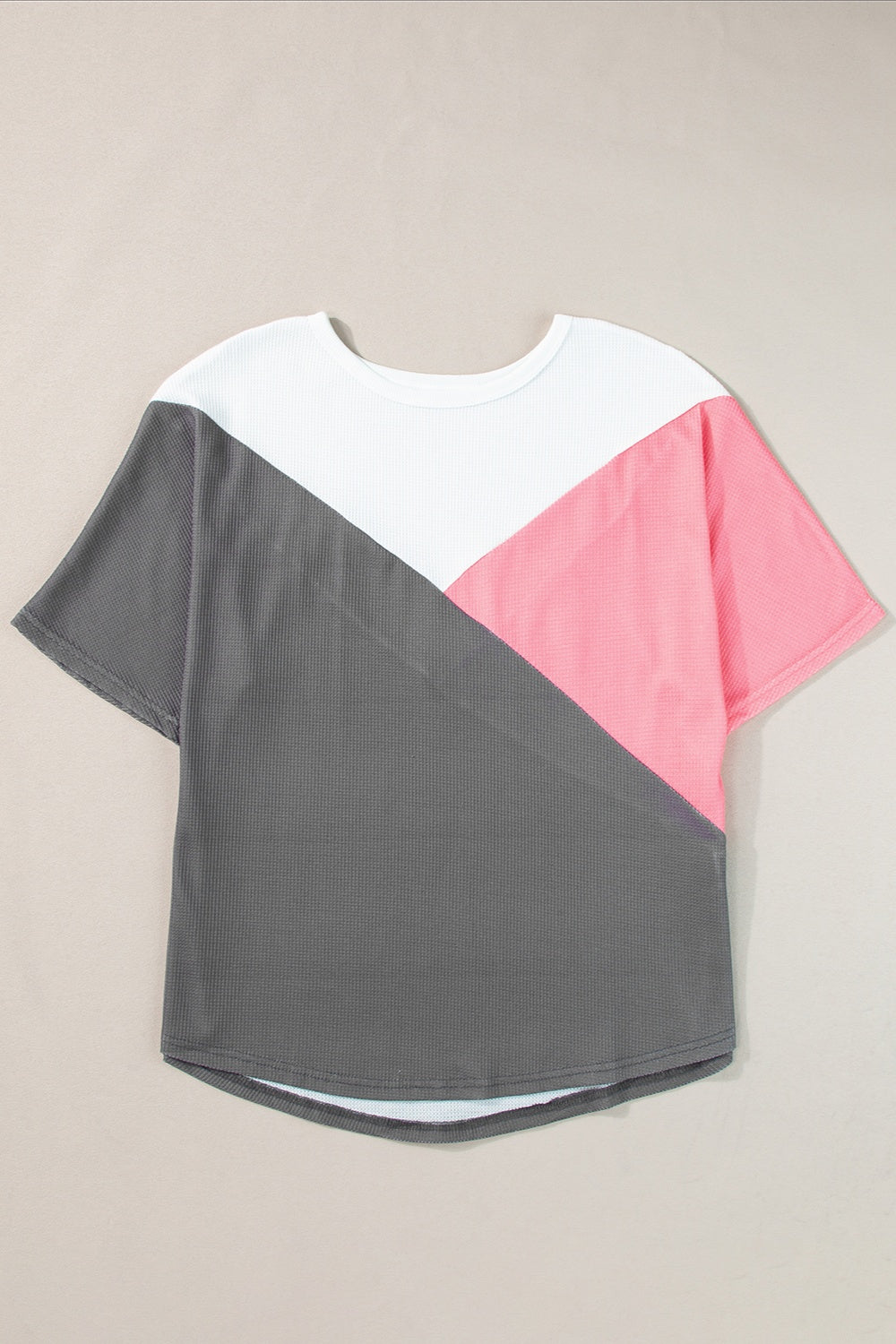 Color Block Round Neck Half Sleeve Top - T - 1 COLOR -