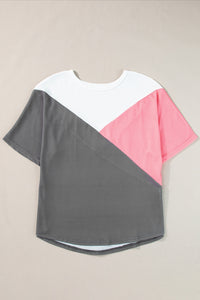 Thumbnail for Color Block Round Neck Half Sleeve Top - T - 1 COLOR -