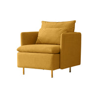 Thumbnail for Modern Fabric Accent Armchair,upholstered Single Sofa Chair,Yellow Cotton Linen-30.7''