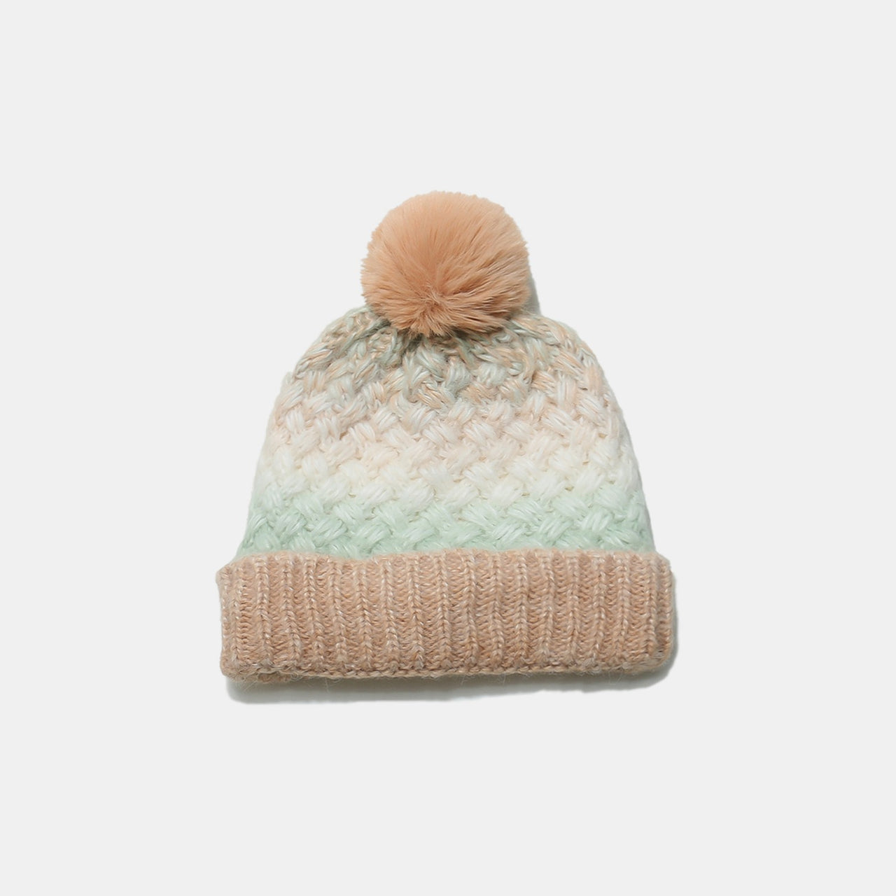 Gradient Knit Hat with Pompom - T - 6 COLORS -