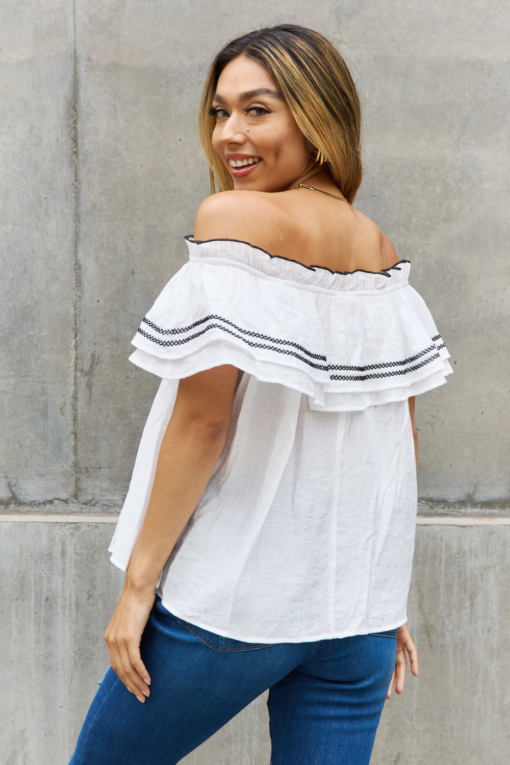 ODDI Full Size Off The Shoulder Ruffle Blouse - SIZES S THRU 3XL - T - 1 COLOR -