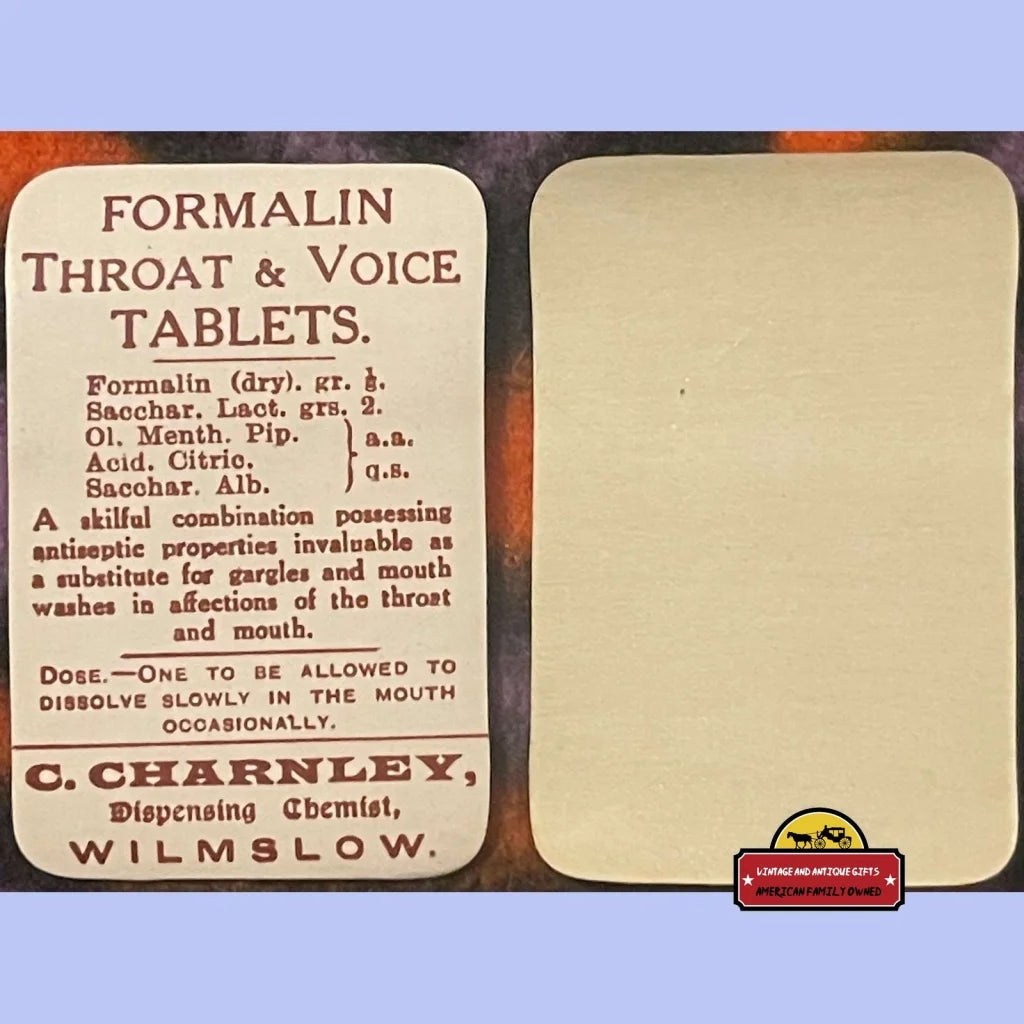 1910s Antique Formaline Pharmacy Label Aka Formaldehyde to Cure Your Throat?