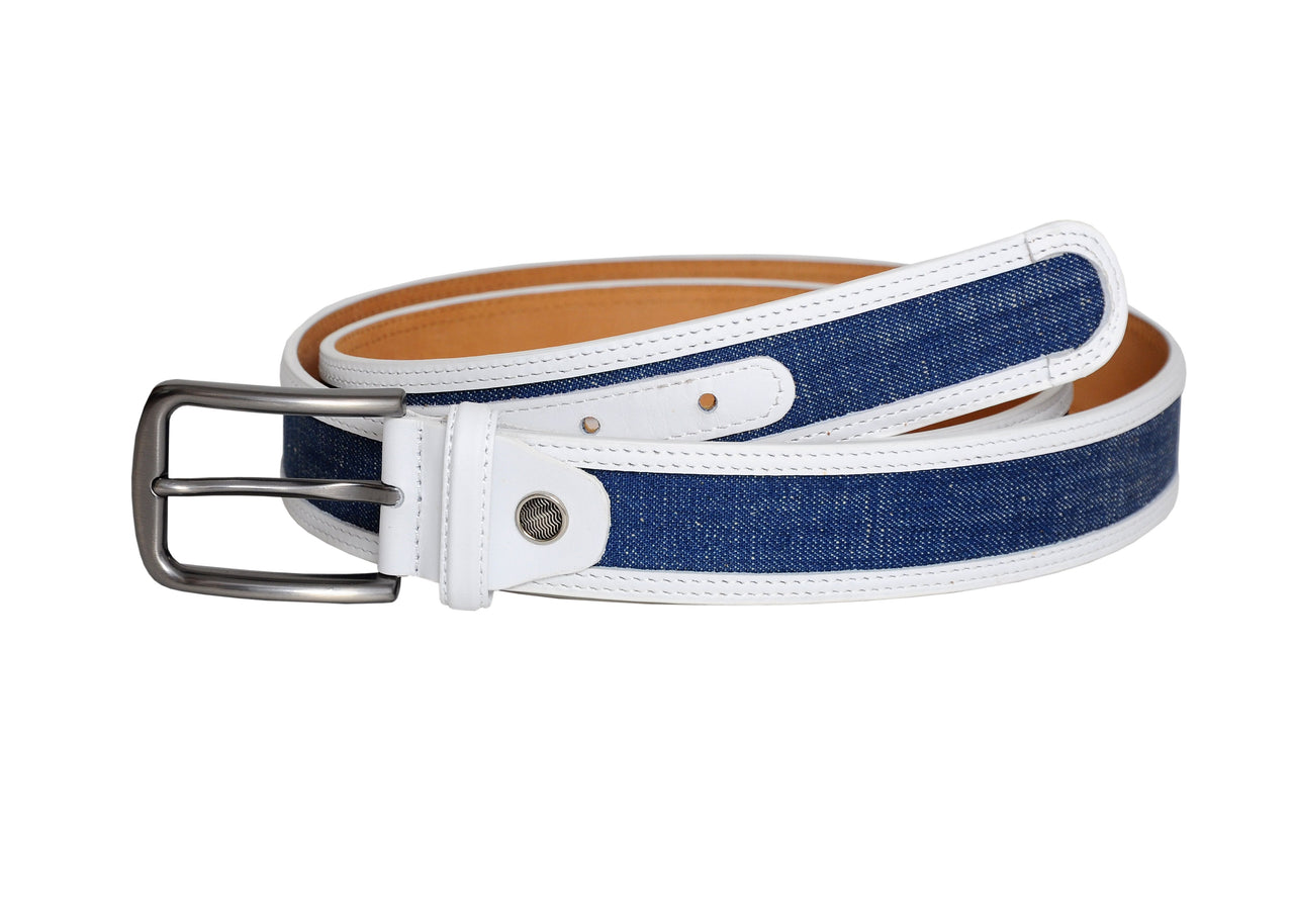 Jkel - Swindon White Blue Leather Men Belt -