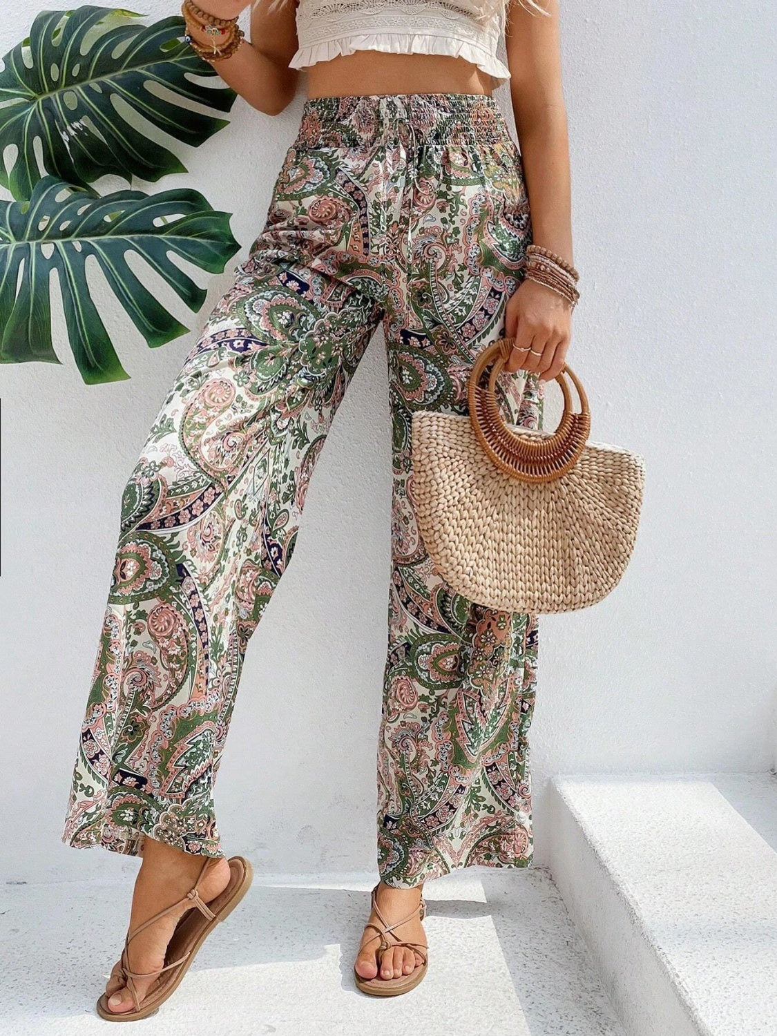 Printed Wide Leg Pants - Beach or Everyday - T - 5 COLORS -