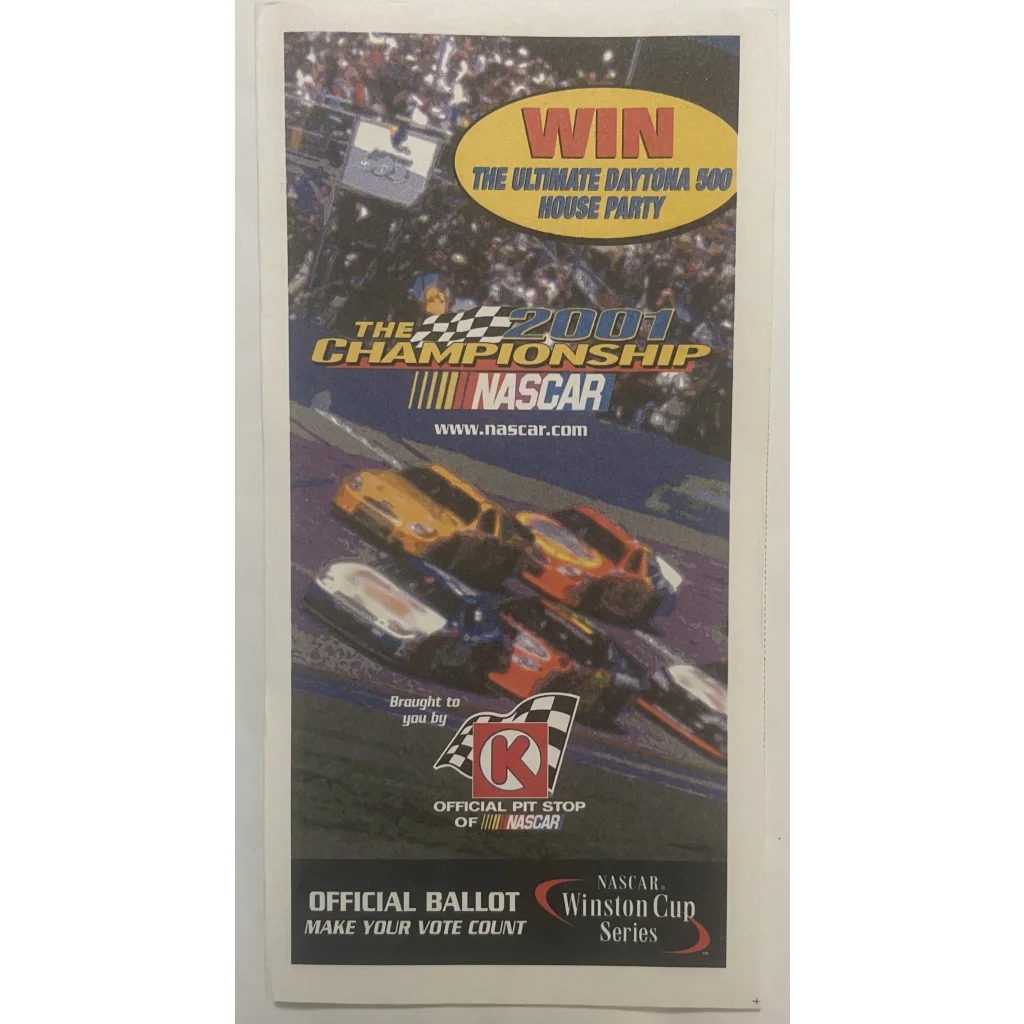 Vintage 2001 🏆 NASCAR Winston Cup Ballot, Year Tragic Loss Dale Earnhardt RIP!