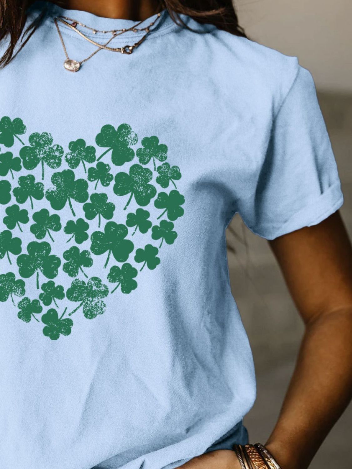 Full Size Lucky Clover Round Neck Short Sleeve T-Shirt - T - 10 COLORS -