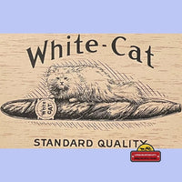 Thumbnail for Antique Vintage White Cat Cigar Label, Wood Grain Look, 1900s - 1930s