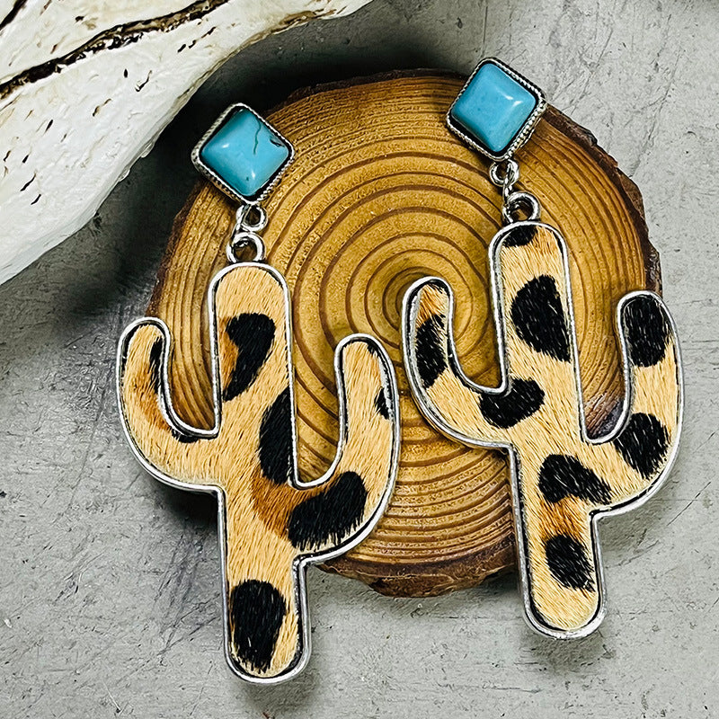 Turquoise Cactus Earrings - T - 4 STYLES/COLORS -