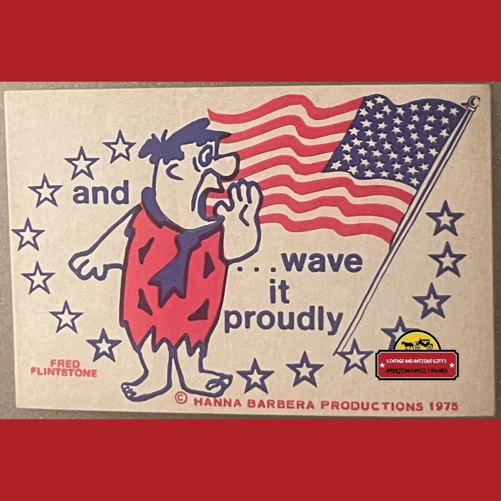 Vintage Patriotic Bicentennial Fred Flintstone Barney Rubble Stickers 1975