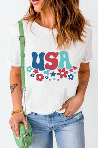 Thumbnail for USA Round Neck Short Sleeve T-Shirt - T - 1 COLOR -