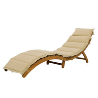 Thumbnail for Outdoor Patio Wood Portable Extended Chaise Lounge Set With Foldable Tea Table for Balcony, Poolside, Garden, Brown