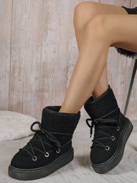 Thumbnail for Lace-Up Round Toe Platform Boots - T - 4 COLORS -