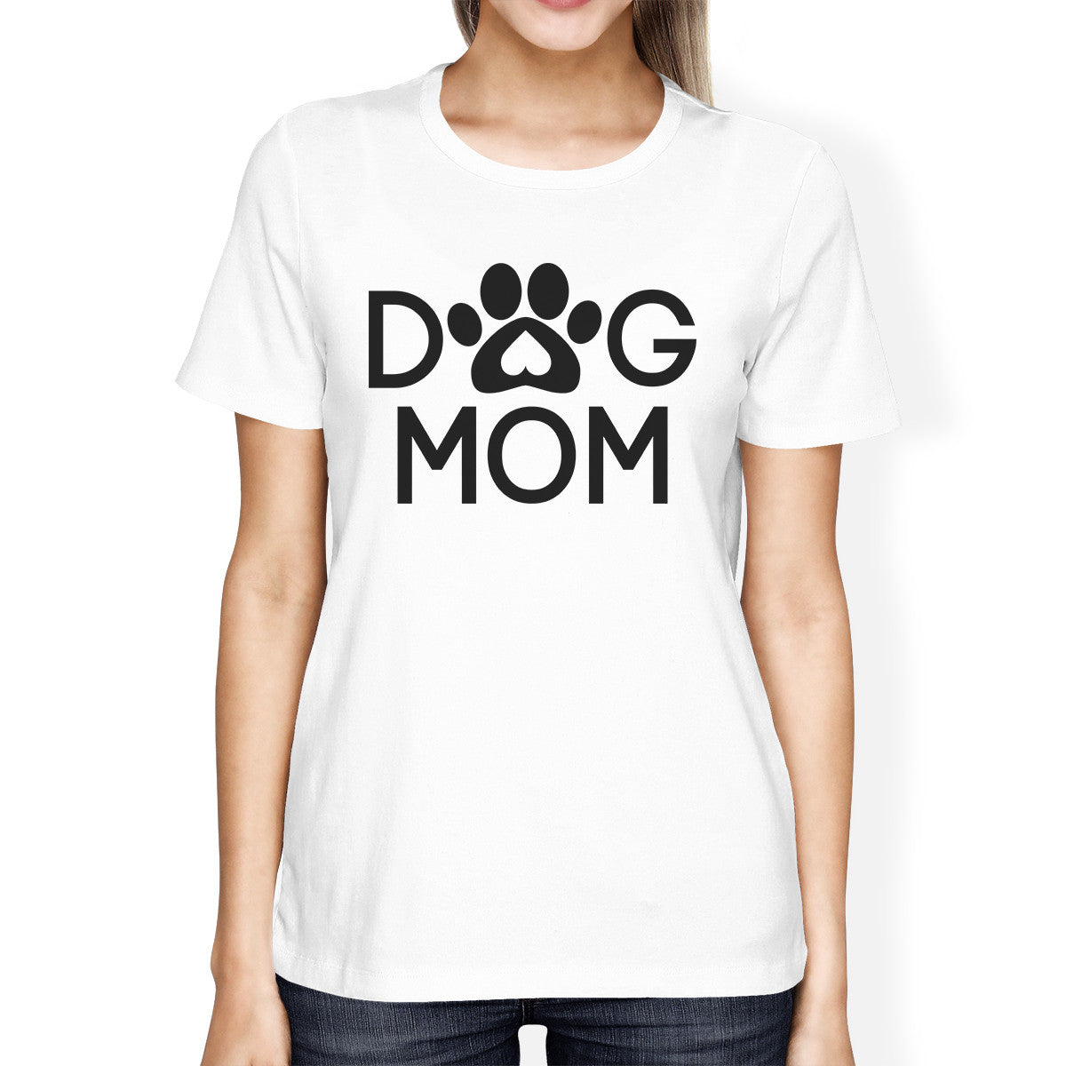 Dog Mom Women's White Graphic T Shirt Dog Paw - 1 COLOR -