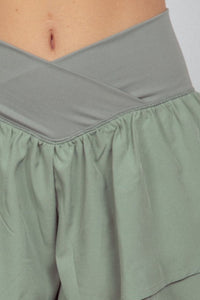 Thumbnail for VERY J V-Shaped High Waist Layered Active Shorts - T - 1 COLOR -