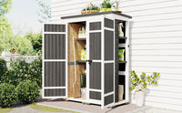 Thumbnail for Outdoor 5.5ft Hx4.1ft L Wood Storage Shed, Garden Tool Cabinet With Waterproof Asphalt Roof, Four Lockable Doors, Multip