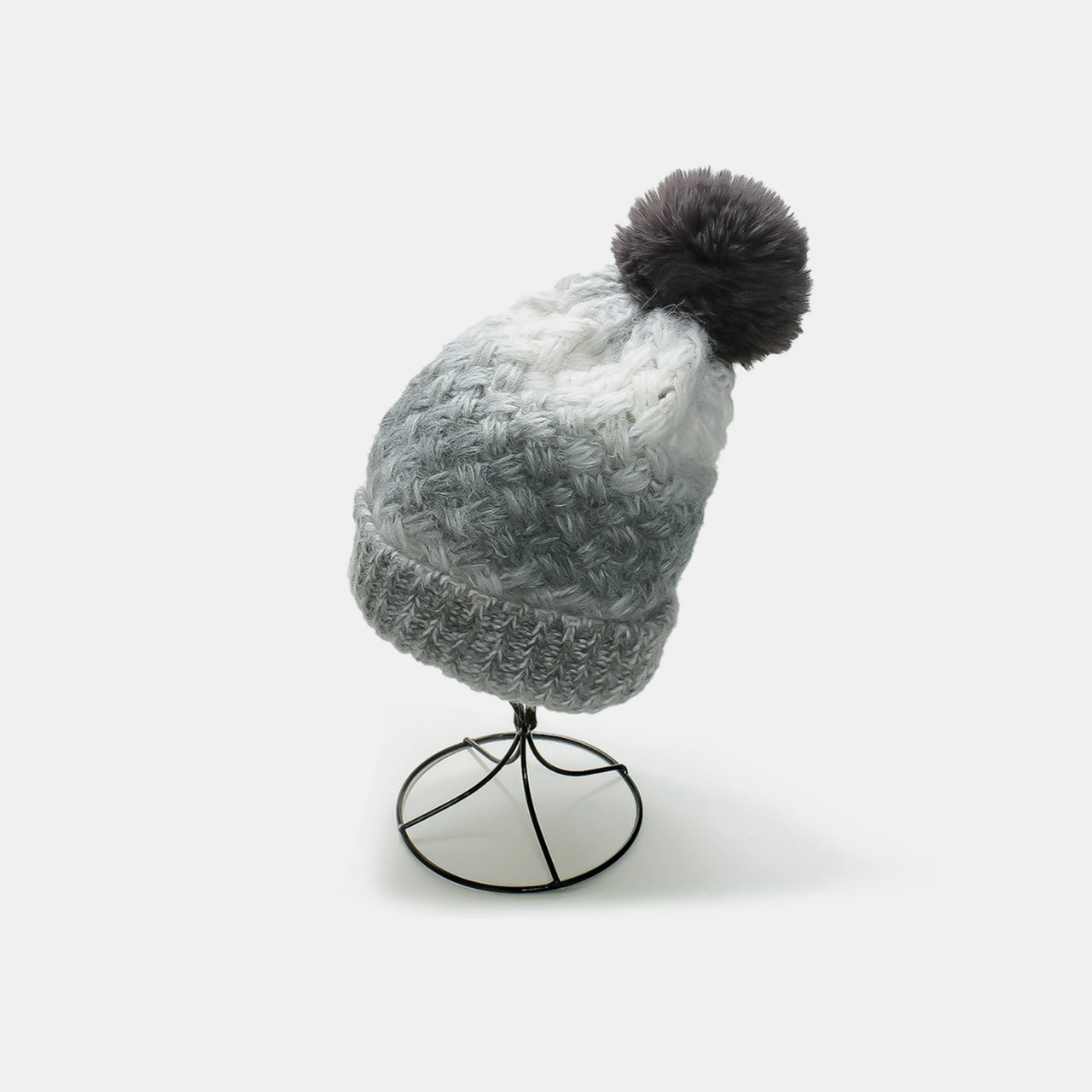 Gradient Knit Hat with Pompom - T - 6 COLORS -