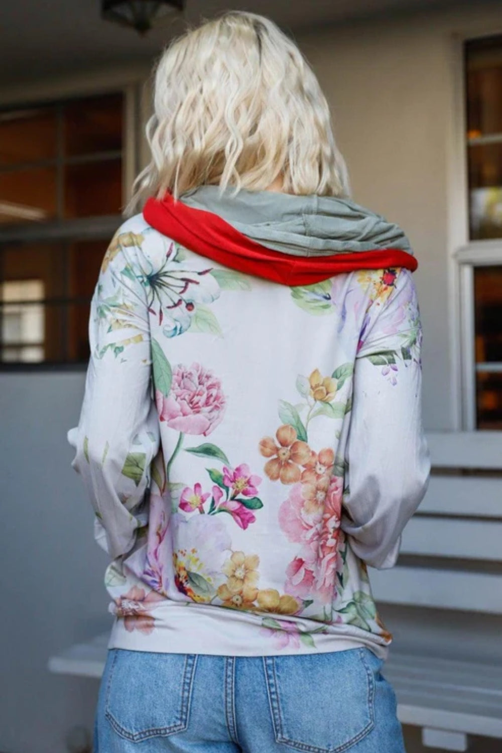 Blumin Apparel Full Size Floral Zip Up Hoodie - SIZES S THRU 3XL - T - 2 COLORS -