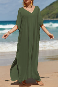 Thumbnail for Slit V-Neck Half Sleeve Cover-Up - T - 5 COLORS -