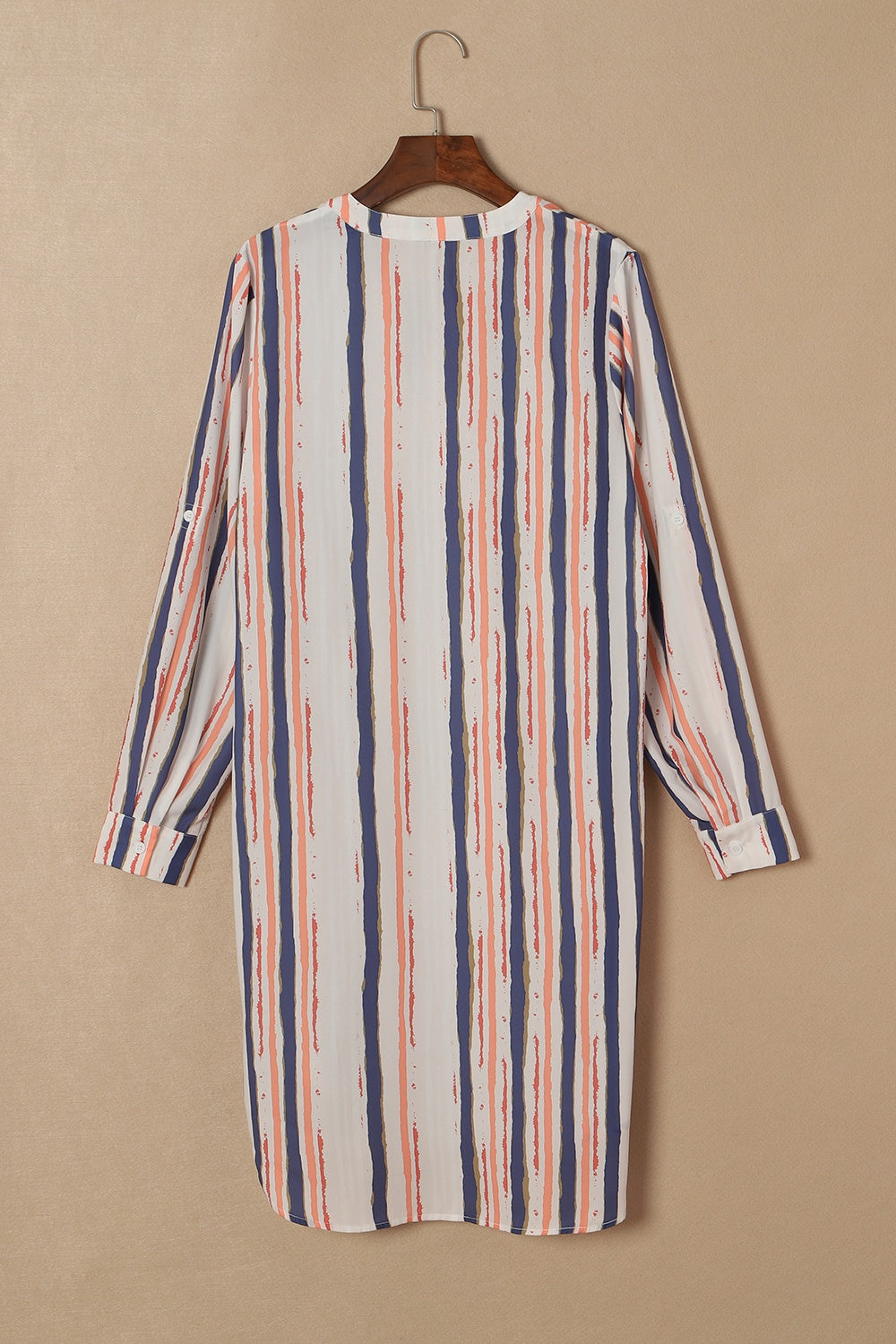 Striped High-Low Longline Shirt - T - 1 COLOR -