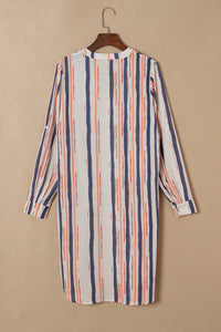 Thumbnail for Striped High-Low Longline Shirt - T - 1 COLOR -