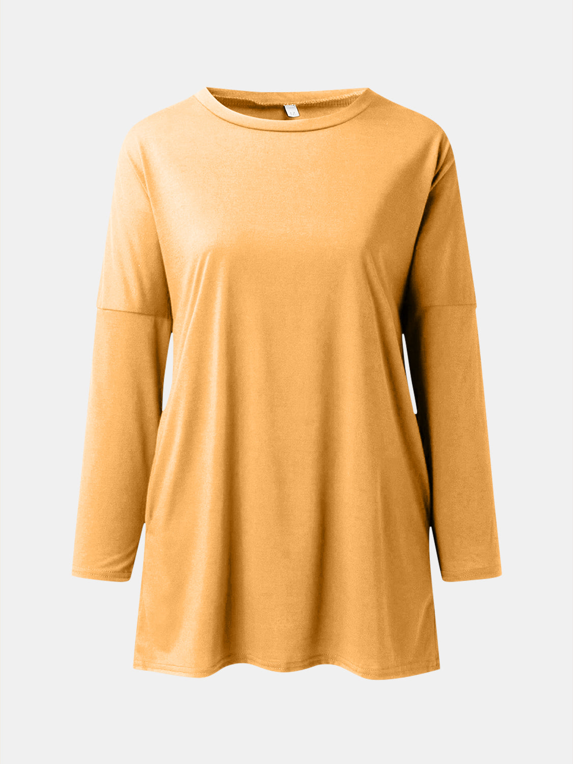 Full Size Round Neck Drapey Long Sleeve T-Shirt - SIZES S THRU 3XL - T - 6 COLORS -