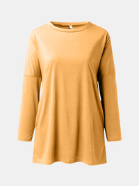 Thumbnail for Full Size Round Neck Drapey Long Sleeve T-Shirt - SIZES S THRU 3XL - T - 6 COLORS -