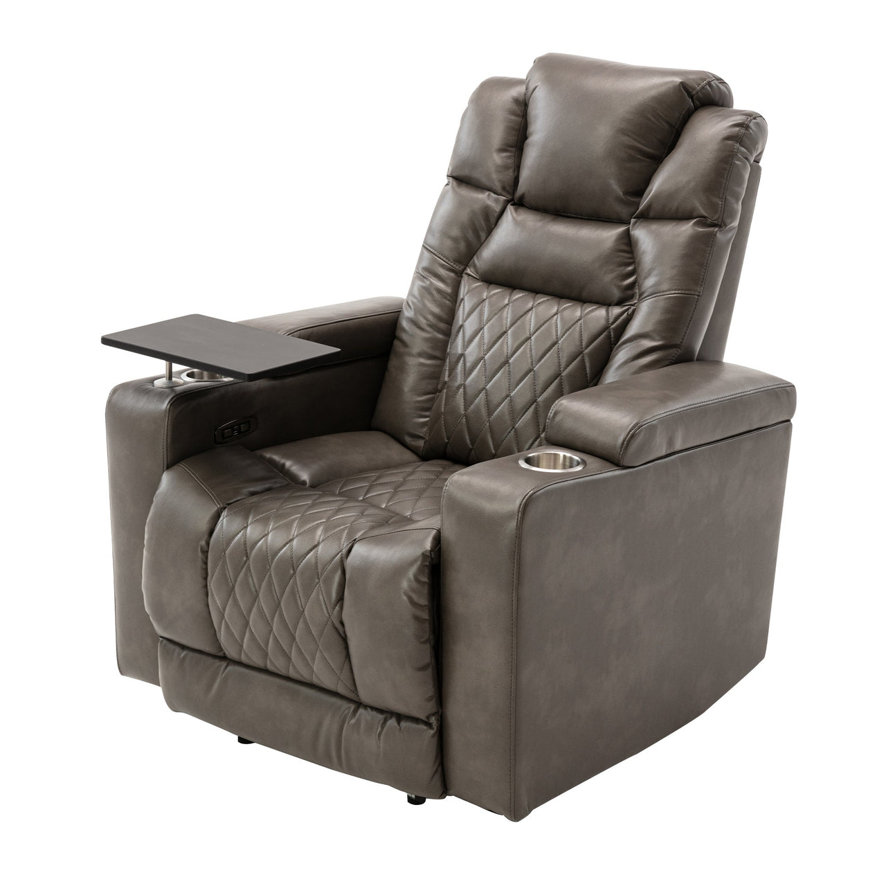 Power Motion Recliner With USB Charging Port and Hidden Arm Storage, Home Theater Seating With 2 Convenient Cup Holders