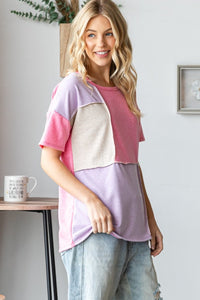 Thumbnail for HOPELY Full Size Color Block Exposed Seam T-Shirt - T - 1 COLOR -