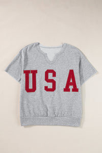 Thumbnail for USA Notched Short Sleeve T-Shirt - T - 2 COLORS -