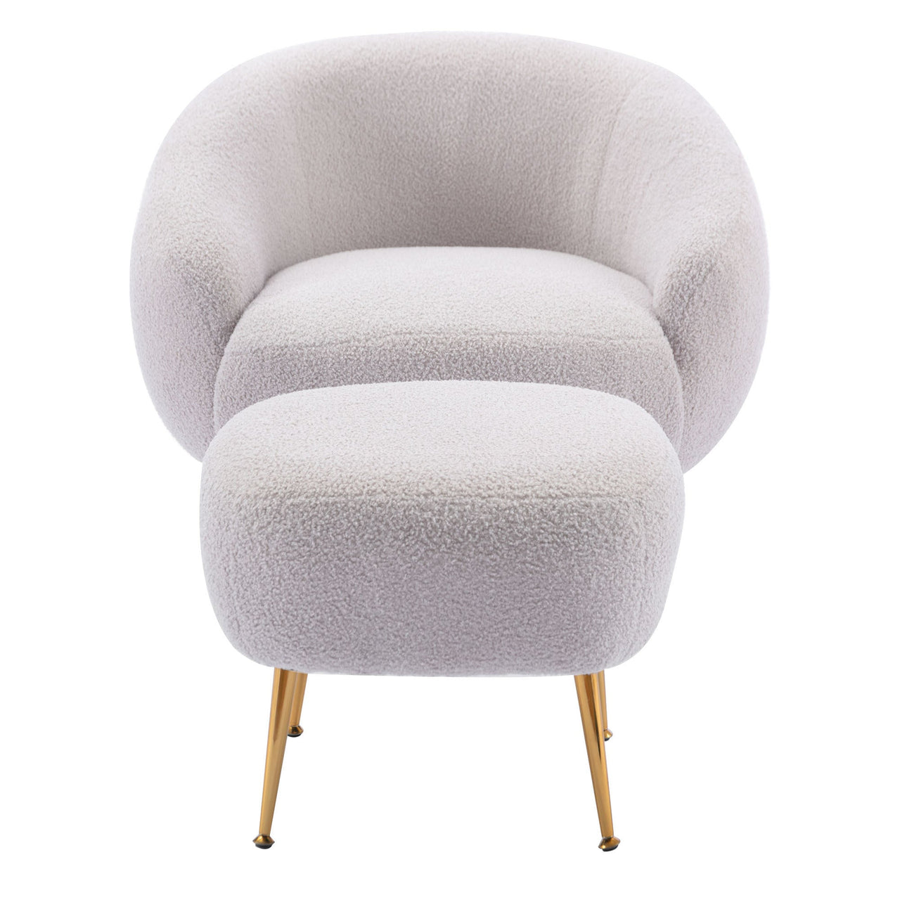 Modern Comfy Leisure Accent Chair, Teddy Short Plush Particle Velvet Armchair With Ottoman for Living Room