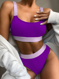 Thumbnail for Contrast Scoop Neck Wide Strap Two-Piece Swim Set - T - 5 COLORS -