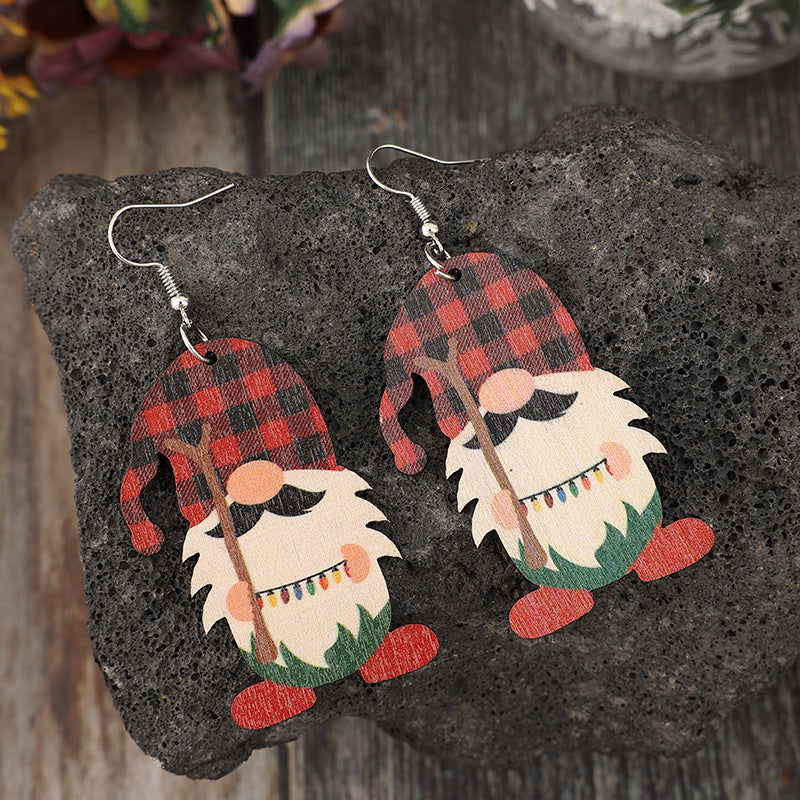 Wooden Gnome Earrings - T - 1 COLOR -