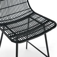 Thumbnail for Set of 2, Natural Rattan Indoor Counter Chair , Black Finish Steel Legs,Black  (17.5