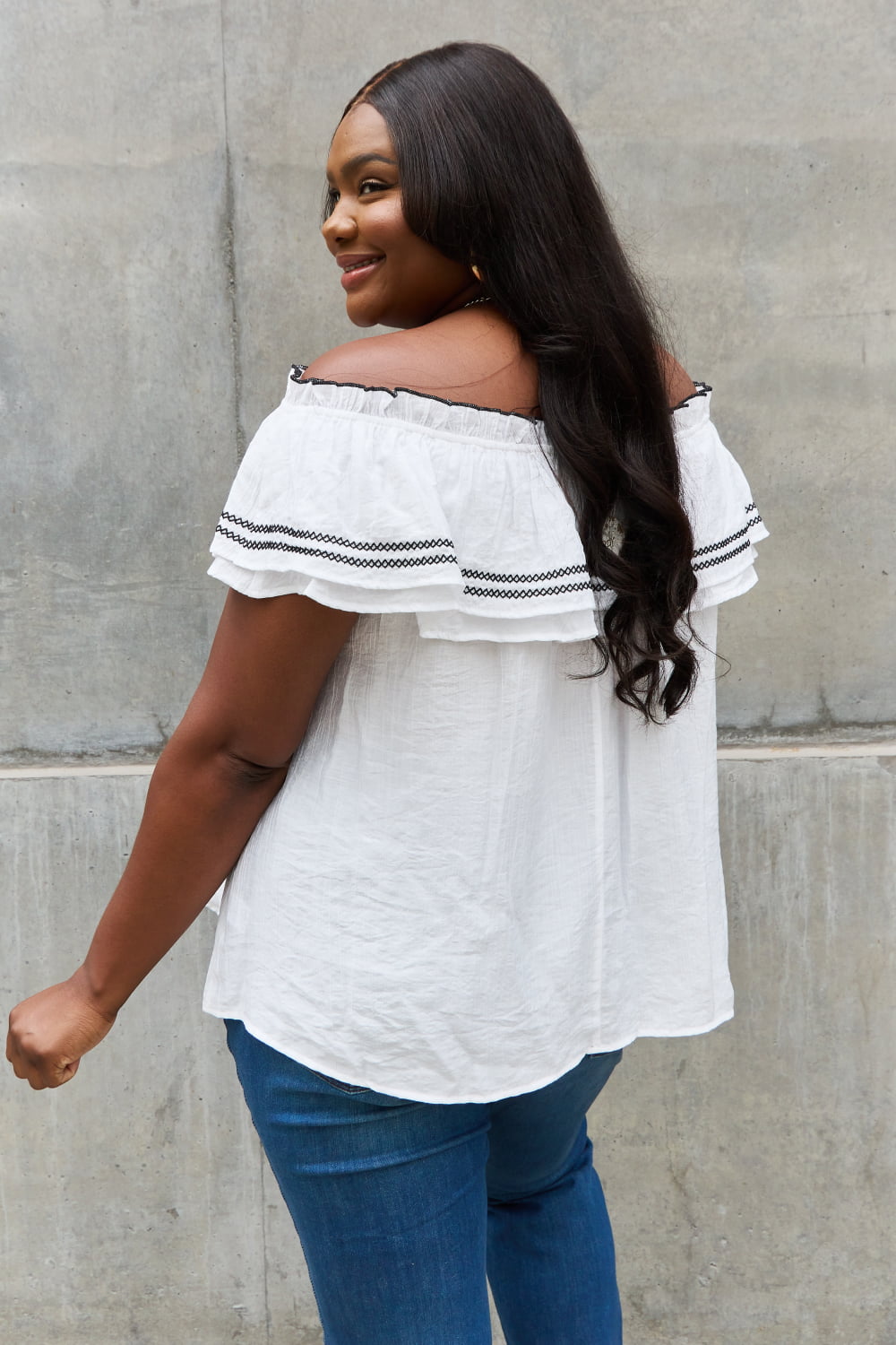 ODDI Full Size Off The Shoulder Ruffle Blouse - SIZES S THRU 3XL - T - 1 COLOR -